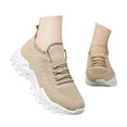 thumbnail image 3 of Daznico Women's Breathable Mesh Sneakers - Slip-On Walking Shoes with Thick Cushioned Sole for All-Day Comfort,Color:Khaki,Size:6.5, 3 of 9