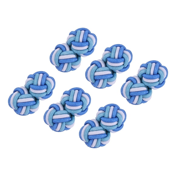 Uxcell 3 Pares de Gemelos de Nudo de Seda, Gemelos de Tela Elástica para Camisas, Accesorios de Vestido de Nudo Torcido para Hombres, Mujeres, Negocios, Regalo, Boda, Azul Lago-Blanco-Verde Frijol