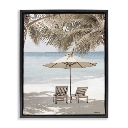 Stupell Industries Summer Villa Vacation Landscape Photography Black Floater Framed Canvas Art Print Wall Art, 17 x 21