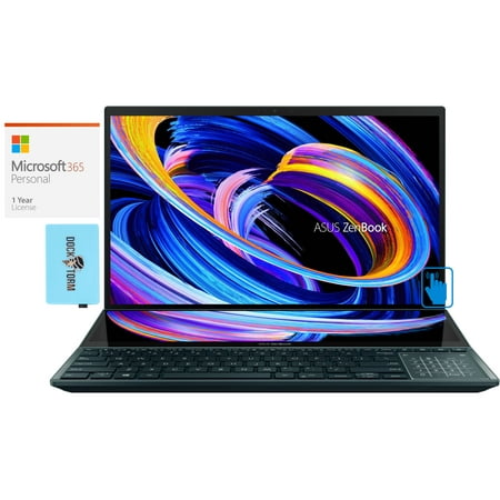ASUS Zenbook Pro Duo 15 Home & Business Laptop (Intel i9-12900H 14-Core, 15.6" 60Hz Touch Full HD (1920x1080), GeForce RTX 3060, Win 11 Pro) with Microsoft 365 Personal , Hub