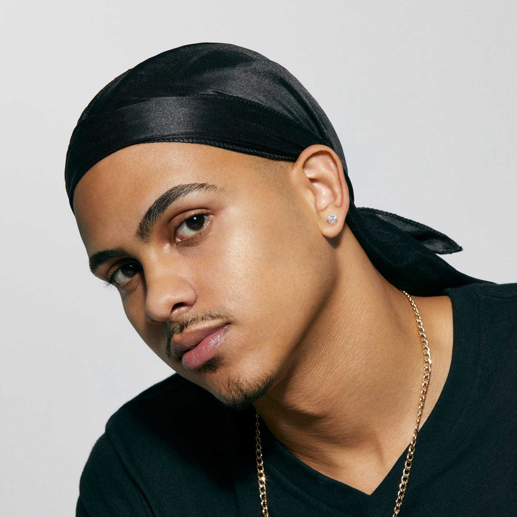 (3 pack) Kiss Colors & Care Power Wave Silky Satin Durag, Solid Black