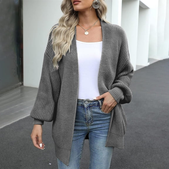 Delayuji Women's Cardigan Sweaters Long Sleeve Open Front Casual Lightweight Soft Knit Cardigan Sweater Spring Womens Coat Outerwear