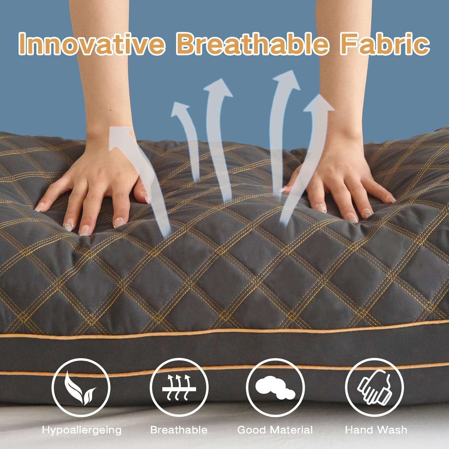 Parojati 20×54 inch Long Body Pillow for Adults - Firm Body Pillow Insert with Shredded Blue Memory Foam, Adjustable Height, Soft Support for Side Sleeping, Pregnant Women, Washable ( Grey)