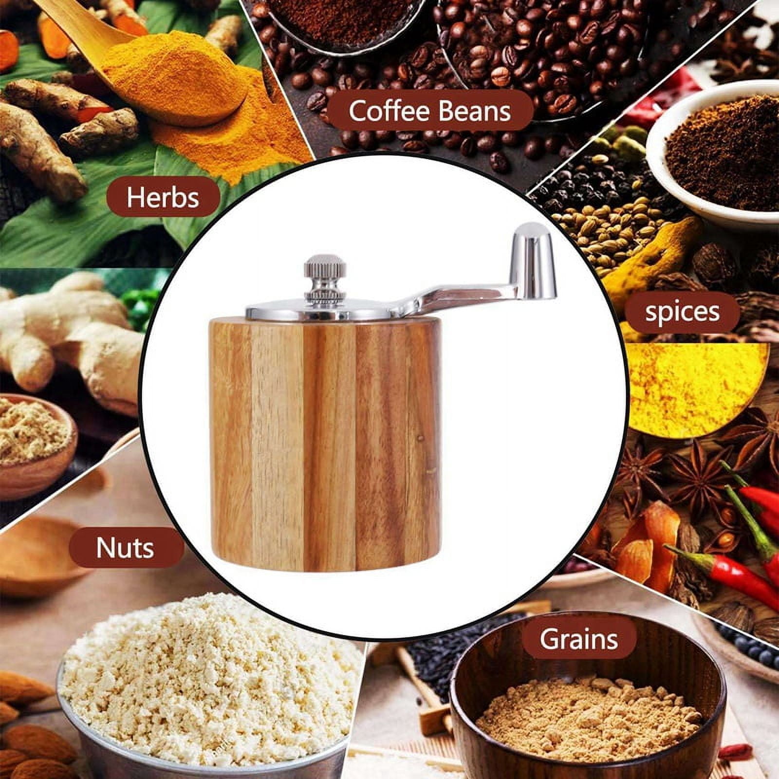 4X Pepper Mill, Hand Crank Wood Pepper Grinder with Classic Handle and Adjustable Ceramic Rotor