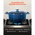 thumbnail image 5 of Enameled Cast Iron Dutch Oven 6 qt, Dual Handles & Lid, Oven/Induction 500°F, Braising/Stews/Roasting/Bread Baking, Blue, 5 of 10