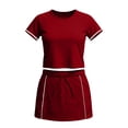 thumbnail image 4 of Bibifish Womens Skirt Sets Summer Going Out Short Sleeve Crew Neck Soft Tshirts Mini Bodycon Skirt Teenis Golf Sports Matching Sets, 4 of 4