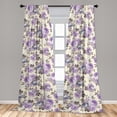thumbnail image 2 of Vintage Flowers Window Curtains, Watercolor Nostalgic Flowers with Leaves Pattern on Cream Boho Back, Lightweight Decor 2-Panel Set with Rod Pocket, Pair of - 28"x95", Lavender Champagne, by Ambesonne, 2 of 3