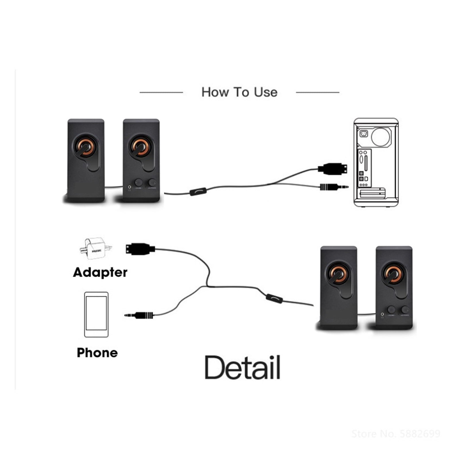 4D Surround Computer Speakers For Laptop Stereo Bass Sound Subwoofer Column Soundbar HIFI Music System Not Bluetooth Speaker USB