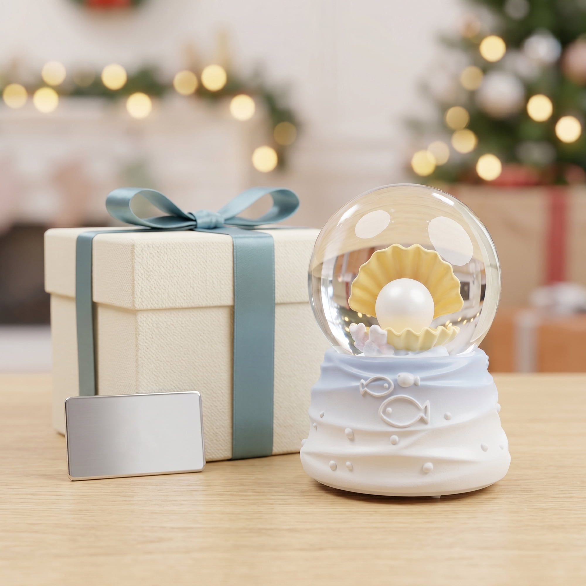 Unique Bargains Cute Cartoon Light Up Crystal Ball Mini Resin Figurine Snow Globe Blue