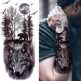 thumbnail image 3 of 1 Lion Men waterproof temporary body fake sticker, arm hand cool art, black transfer clock, 3 of 10
