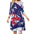 thumbnail image 1 of Robe à Motif Géométrique Sans Couture de Triangles Col Carré Robe d'Été Douce Femme Élégante Robe à Imprimé Licou Abstrait Cristal, 1 of 5