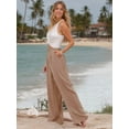 thumbnail image 6 of Sanopy Womens Casual Wide Leg Pants High Waisted Button Down Straight Long Trousers Palazzo Pants, 6 of 6
