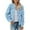 Blue, variant on Women's Coat Casual Lapel Fuzzy Shearling Zipper Coats Warm Winter Oversized Outwear Jackets Gold, XXL