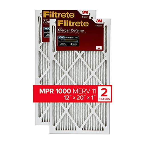 Filtrete Filtre à Air 12x20x1, MPR 1000, MERV 11, Défense Micro Allergène 3 Mois Plissé Filtres à Air 1 Pouce, 2 Filtres