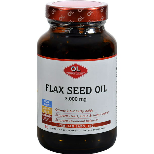 Olympian Labs Flax Seed Oil - Certified Organic - High Lignan - 3000 mg ...