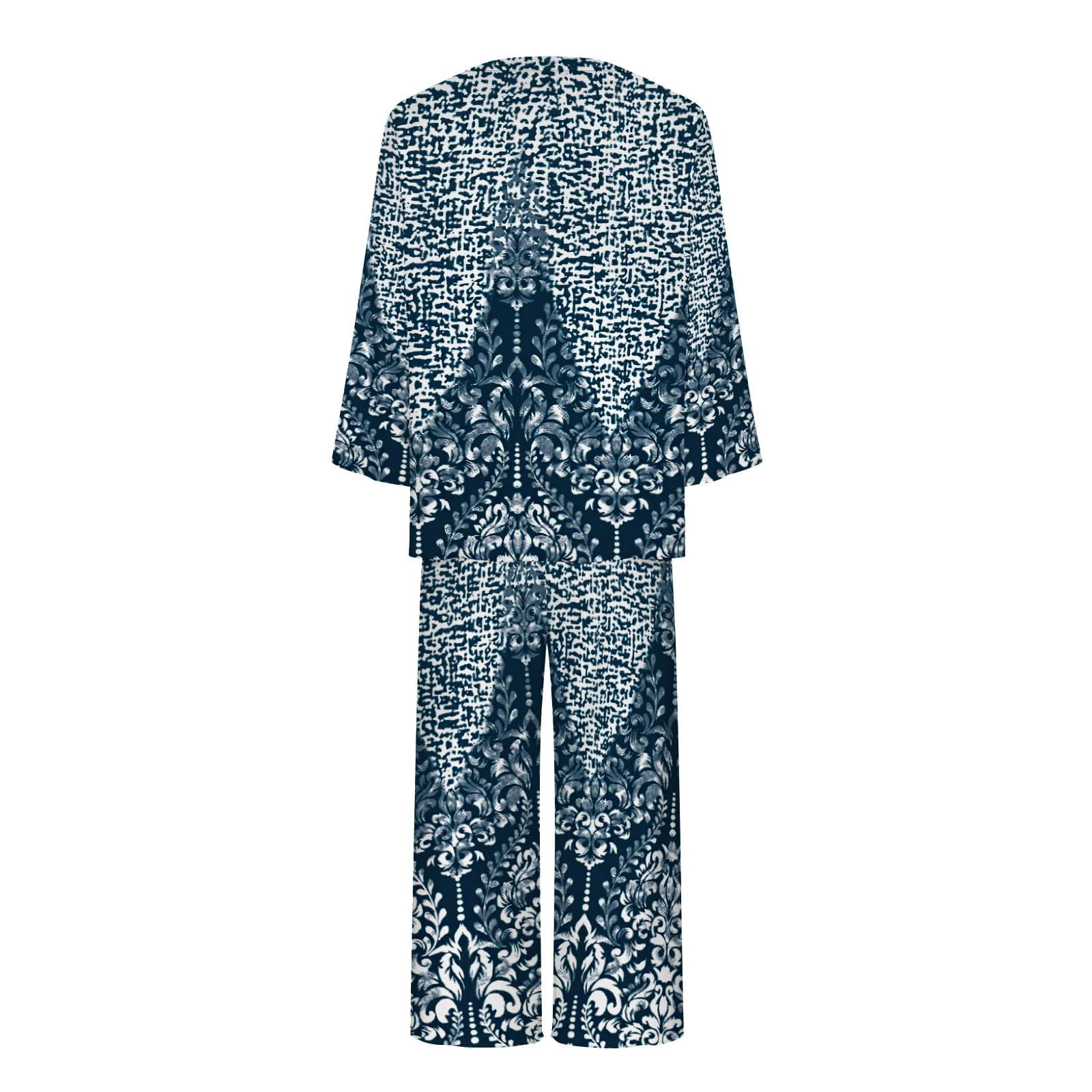 YYDGH Women's Sleepwear Capri Pajama Sets Long Sleeve Two-Piece Pjs Crew  Neck Lounge Sets Tops & Capri Pants with Pockets