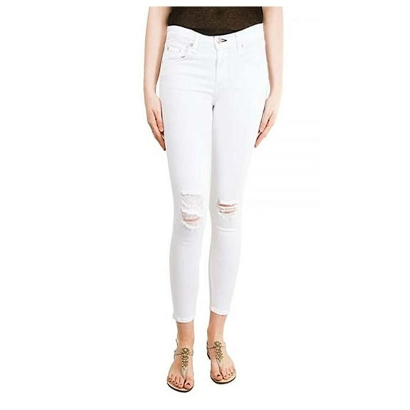 rag & bone Skinny Crop White Jeans With Holes 25
