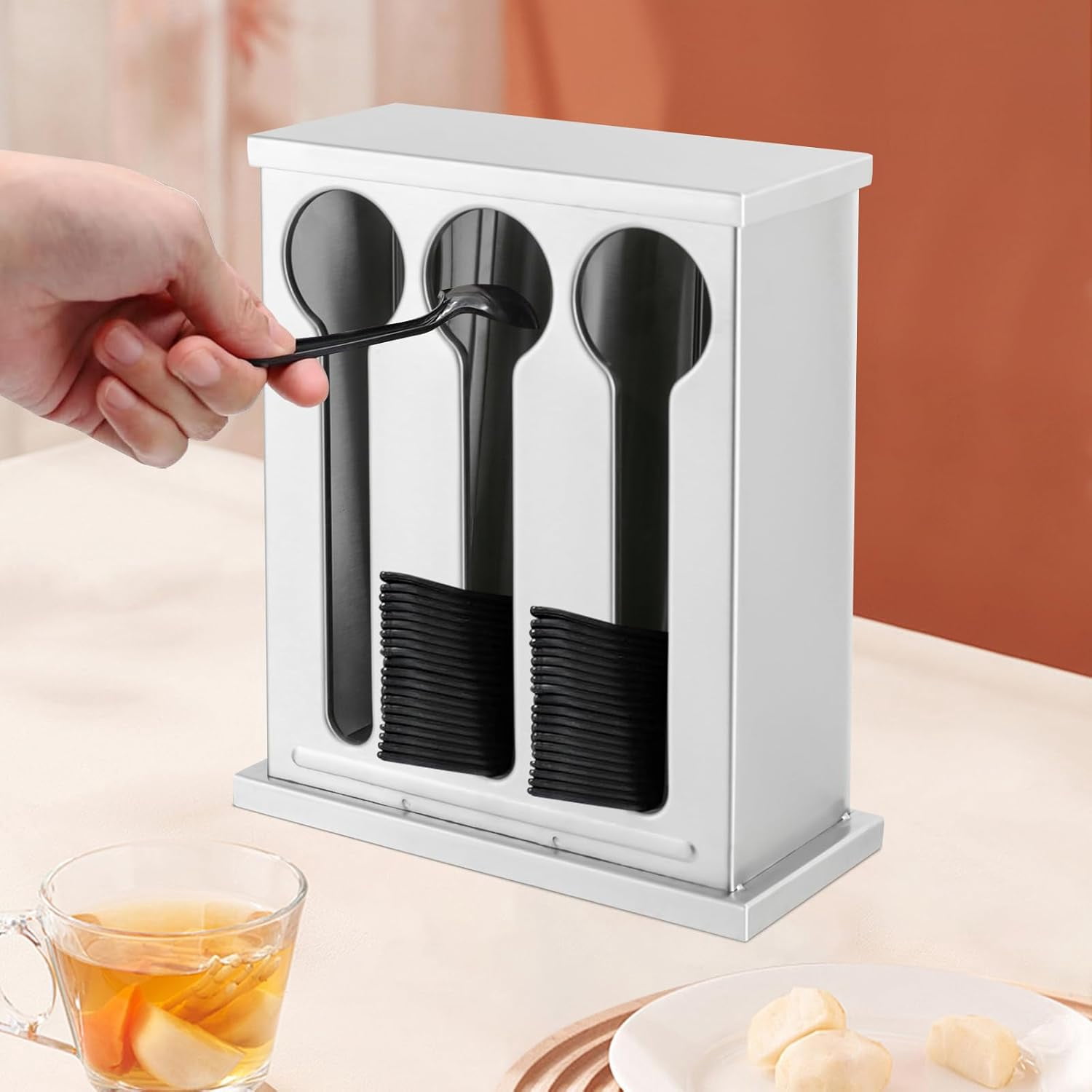 Utensil Dispenser for Knife Spoons and Forks 3 Compartment Stainless Cutlery Silverware Organizer Utensil Holder Party Forks Spoons Dispenser for Party Wedding