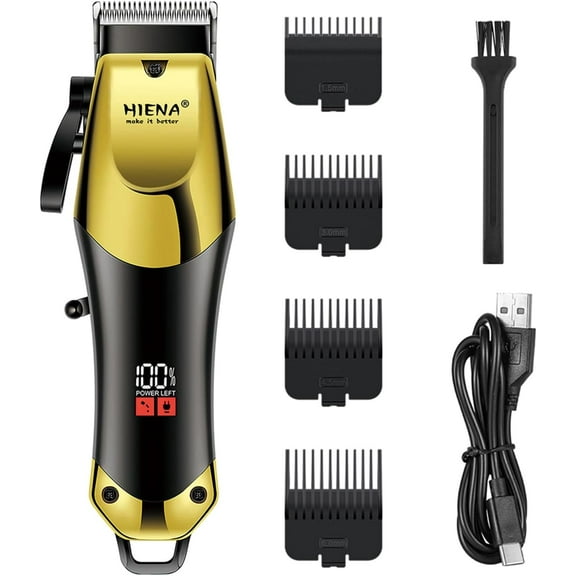 Professional Cordless Hair Clippers for Men, Barber Clippers with Adjustable Precision Blades, Mens Beard Trimmer, LED Display, Professional Barbers & Home Haircutting
