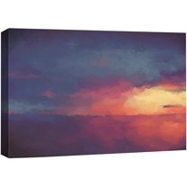 wall26 Canvas Print Wall Art Abstract Blue, Yellow & Orange Sunset Nature Shapes Watercolor Modern Art Rustic Scenic Relax/Calm Multicolor Ultra for Living Room, Bedroom, Office - 32"x48&quo