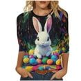 thumbnail image 2 of Inverlee Women's Easter Tshirts Rabbits Eggs Graphic Tees Oversized 3/4 Sleeve T Shirts Blouses Summer Crewneck Tunic Tops, 2 of 5