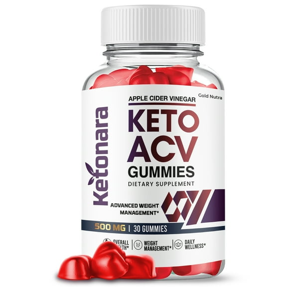 Ketonara Keto ACV Gummies, Maximum Strength for Weight Management, Apple Cider Vinegar, 30 day Supply Dietary Supplement (1 Pack)