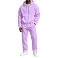 thumbnail image 2 of Domuza Full‑Zip Hooded Sweatshirt and Straight‑Leg Sweatpants Set for Men, 2‑Piece Pullover Sweatsuit, Relaxed‑Fit Athletic Casual Outfit with Pockets, 2 of 5