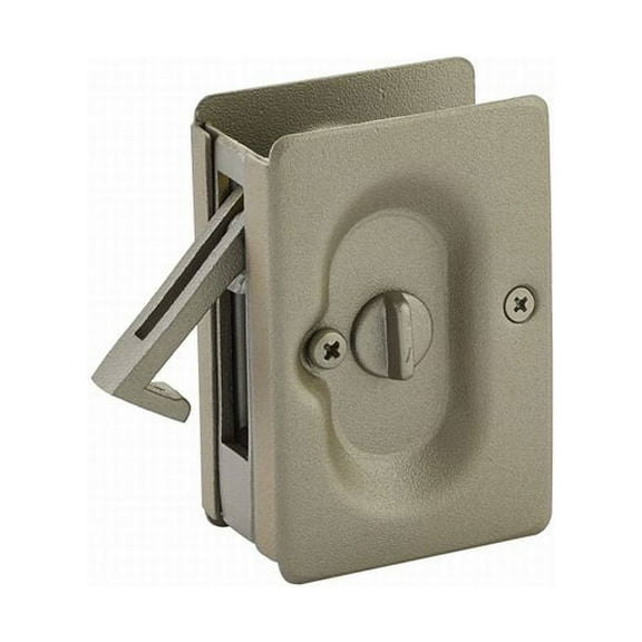 Emtek 2102 Twb Priv Pocket Door Lock in Tumbled White Bronze