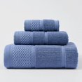 thumbnail image 1 of Zhuge Juego de toallas Basics de 3 piezas resistentes a la decoloración, toallas de baño 100 % algodón, suaves y absorbentes, 1 toalla de baño, 1 toalla de mano y 1 paño de baño, azul oscuro, 1 of 4