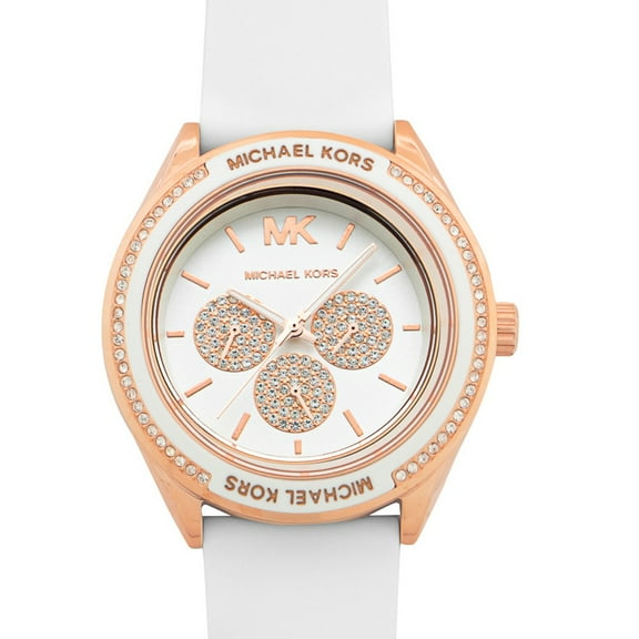 Michael Kors Oversized Quartz White Dial Stainless Steel Ladies Watch MK6945