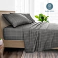 thumbnail image 3 of Bare Home Ultra-Soft Sheet Set - Premium 1800 Collection - Deep Pockets - 4-Pieces - California King, Grid - Gray/White, 3 of 8