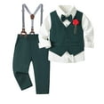 thumbnail image 2 of LIIPEE Boys Outfits Stylish Spring And Autumn Formal Events Pageant Piano Recital Suit Solid Color Lapel Long Sleeve Wear For Toddler Kids Comfortable And Soft Clothes Sets,Green,2-3 Years, 2 of 9
