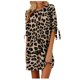thumbnail image 1 of Honeeladyy - Vestido informal con estampado de leopardo para mujer, camiseta holgada de verano, manga corta, cuello redondo, minivestidos de calle, color caqui, 1 of 8
