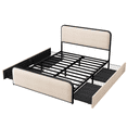 thumbnail image 5 of Tcbosik Upholstered Platform Bed with 4 Storage Drawers, Queen Size Metal Bed Frame for Bedroom, No Box Spring Needed, Beige, 5 of 7