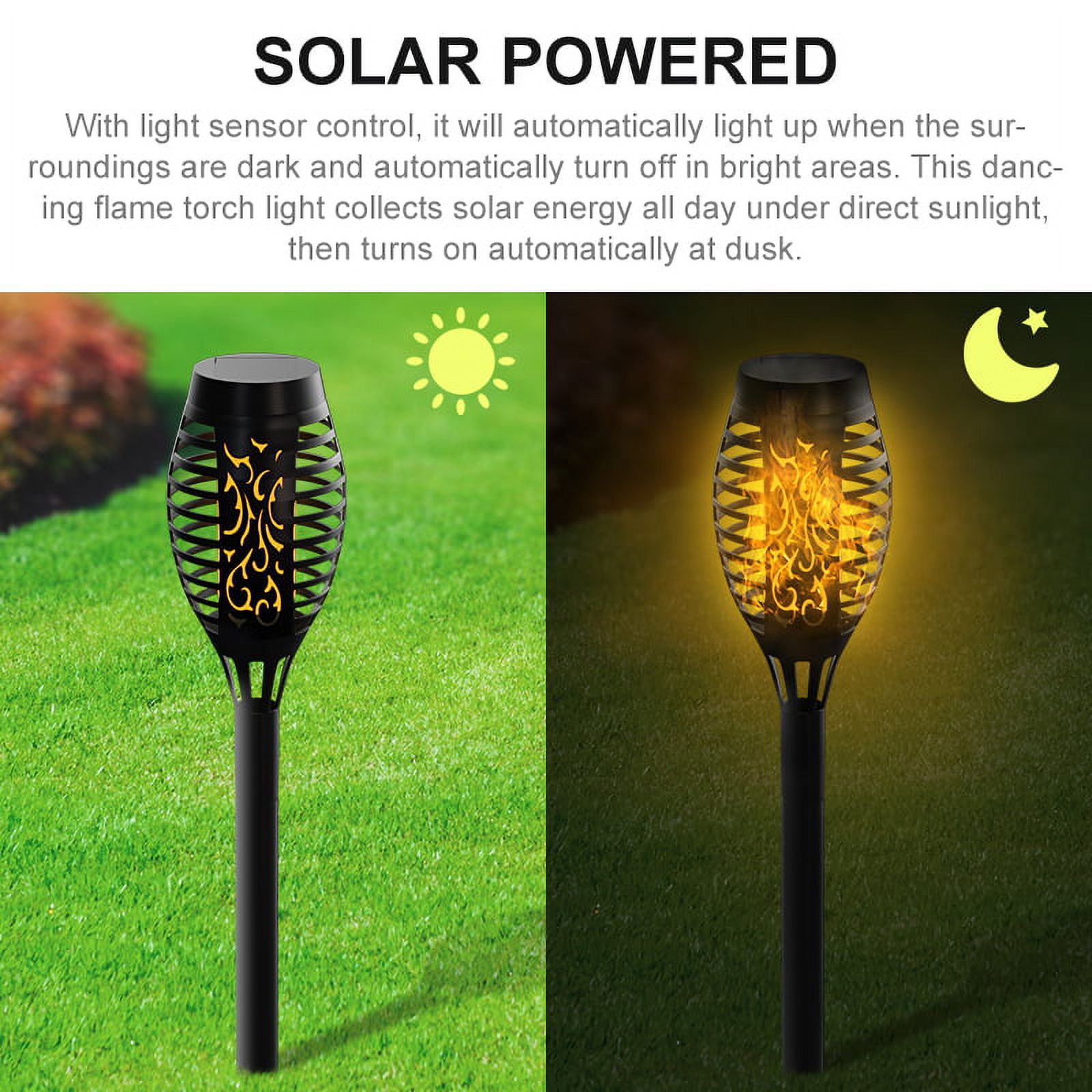 LITOM 1/4/8 Pcs IP65 Waterproof Solar Path Torches Lights. Dancing Flame Garden Lights Outdoor Landscape Decoration for Patio Garden Path Yard Wedding Party