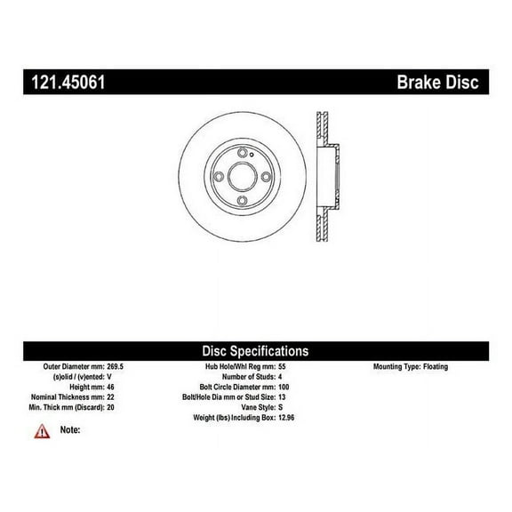 C-Tek Disc Brake Rotor 121.45061 Fits select: 2001-2005 MAZDA MX-5 MIATA