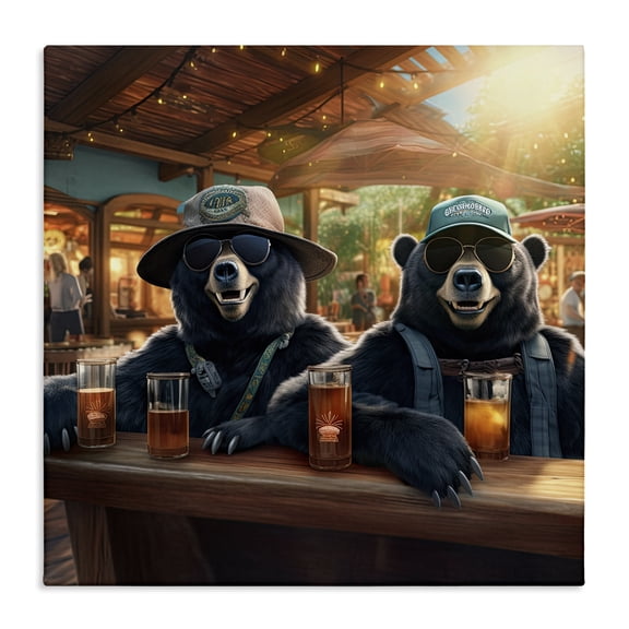 Stupell Industries Eclectic Drinking Bears at Bar Canvas Art, 17 x 17, by Jim Baldwin