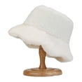 thumbnail image 2 of Tnobhg Women Winter Fisherman Hat Soft Plush Thick Windproof Solid Color Flower Edge Flat Top Warm Cold Resistant Lightweight Outdoor Basin Cap Casual Cap, 2 of 8