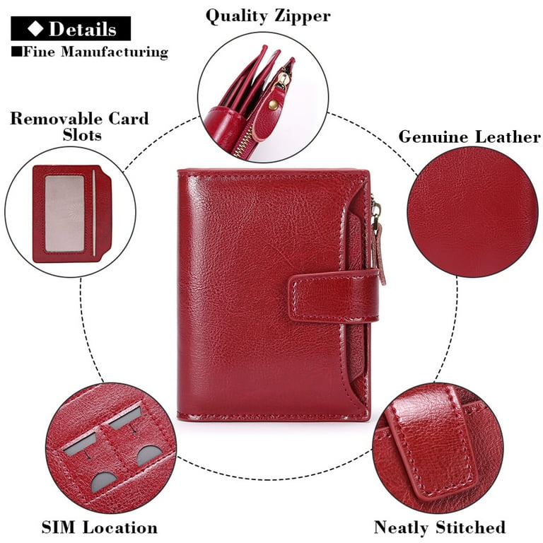 FALAN MULE Small Wallet for Women Genuine Leather Bifold card holder RFID  Blocking Coin Purse