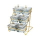 thumbnail image 5 of Cuencos para servir con tapa y rejilla metálica Cuencos extraíbles para refrigerios Multicapa divididos gris, 5 of 9