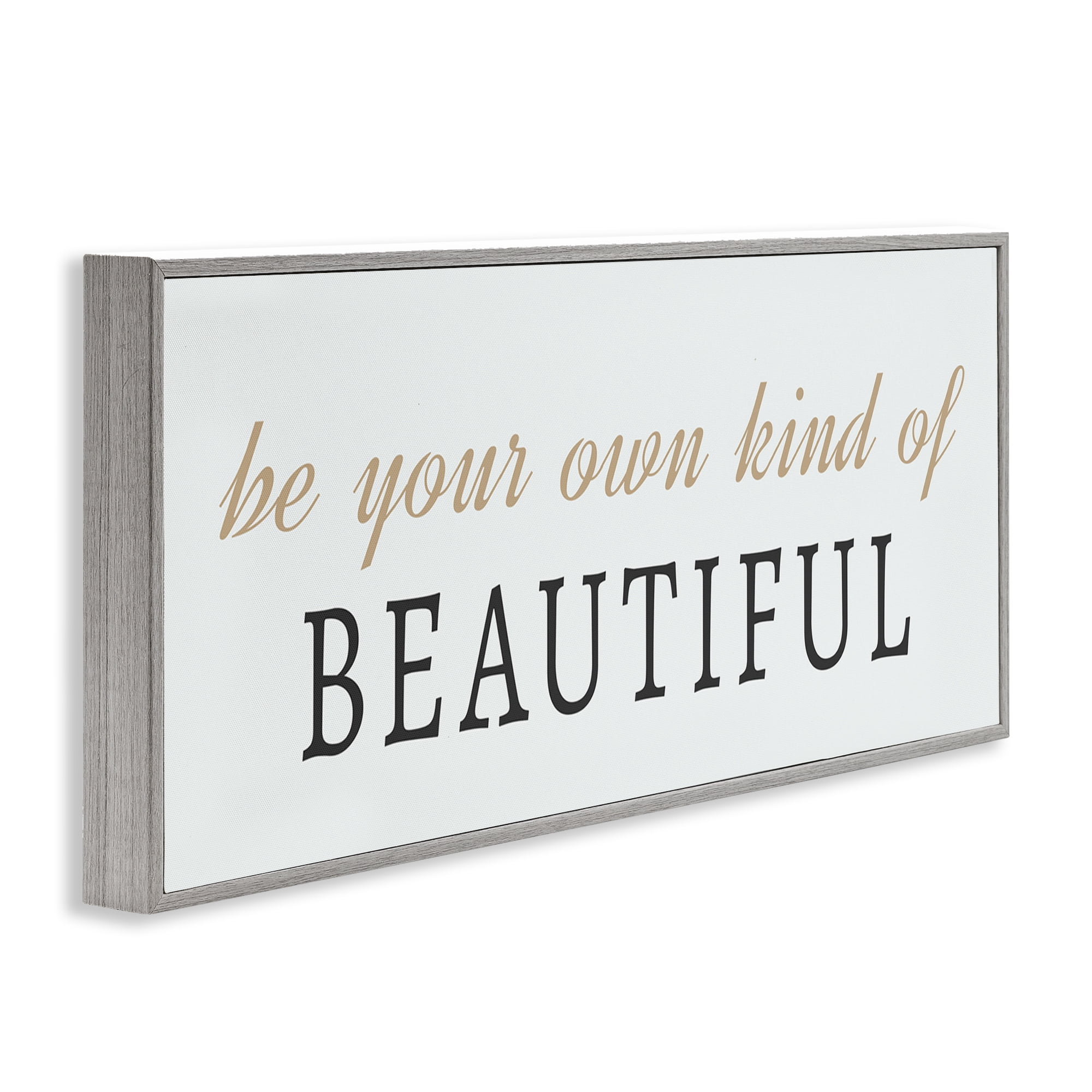 Stupell Industries Own Kind Of Beautiful Typography Painting Gray Framed Art Print Wall Art, 30 x 13