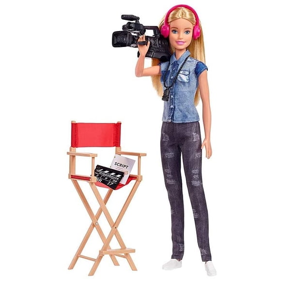Playset de Director de Cine Barbie con Muñeca, Silla, Cámara y Accesorios