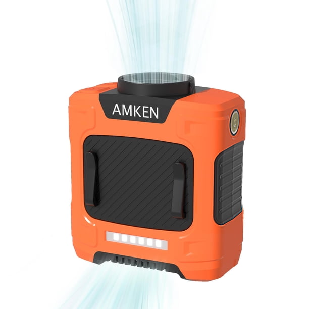 Ventilador de cintura AMKEN 7 en 1 multifunción de 10000 mAh, 24 horas, naranja