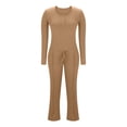 thumbnail image 4 of OIOLOYJM Two Piece Sets for Women Flowy Dressy Lounge Set Fashion Long Sleeve Cropped Tops Wide Leg Drawstring Pants Casual Outfits Spring Summer Vacation Travel Tracksuit Earthy Yellow M, 4 of 4