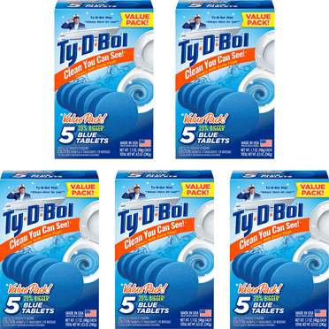 (5 Pack) Ty-D-Bol Toilet Cleaner Tablets, Bleach Free, 1.7 Oz, 5 Tablets