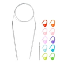 Uxcell Knitting Needles Size US 4(3.5mm) Circular Needle 39 Inch(100cm) Round Metal Stainless Steel Needle with Needles for Handmade Projects DIY Knitting