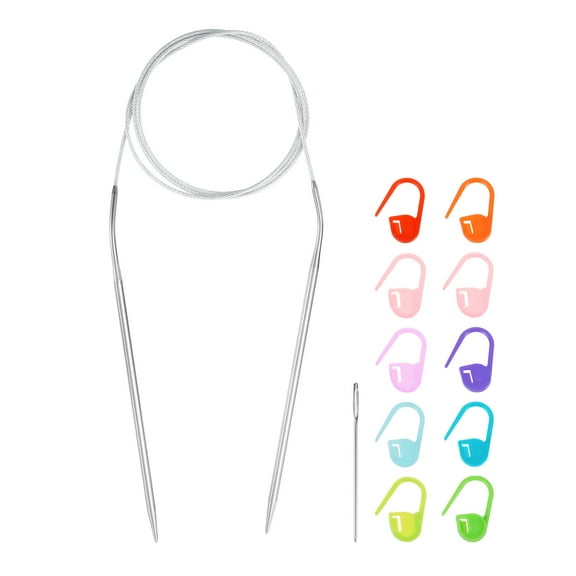 Uxcell Knitting Needles Size US 4(3.5mm) Circular Needle 39 Inch(100cm) Round Metal Stainless Steel Needle with Needles for Handmade Projects DIY Knitting