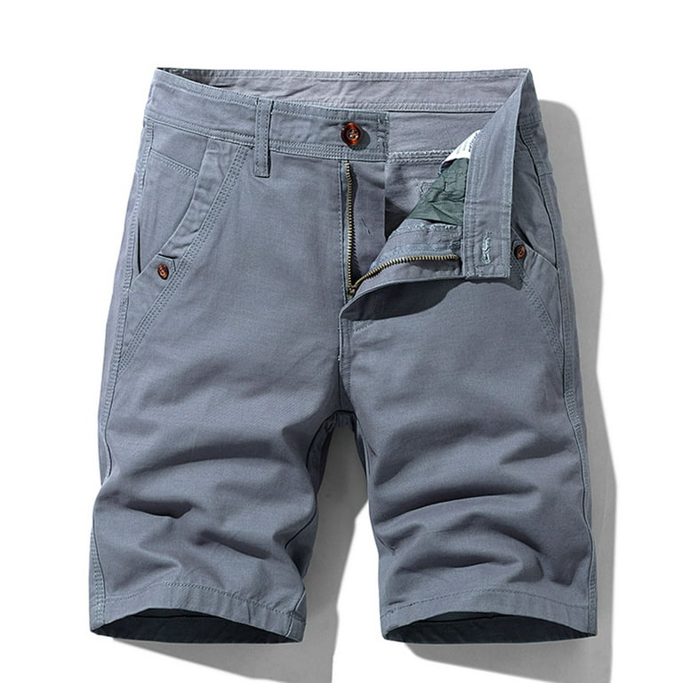 VSSSJ Cargo Shorts for Men Regular Fit Zipper Buttons Elastic Waist Kenn  Length Solid Color Shorts with Multi-Pockets Fashion Summer Straight  Tooling