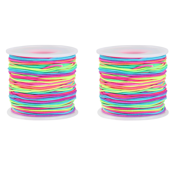COREBAY 1mm Stretchy Bracelet String, 2 Rolls Rainbow Elastic Cord for Jewelry Making, Necklaces, Beading and Crafts - Sturdy & Flexible