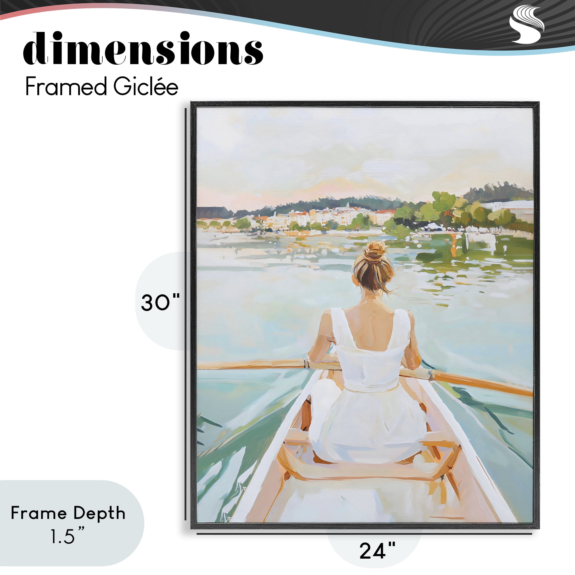 Stupell Industries Girl In Peaceful Canoe Ride Black Framed Giclee Art, design by The Prints Vibe